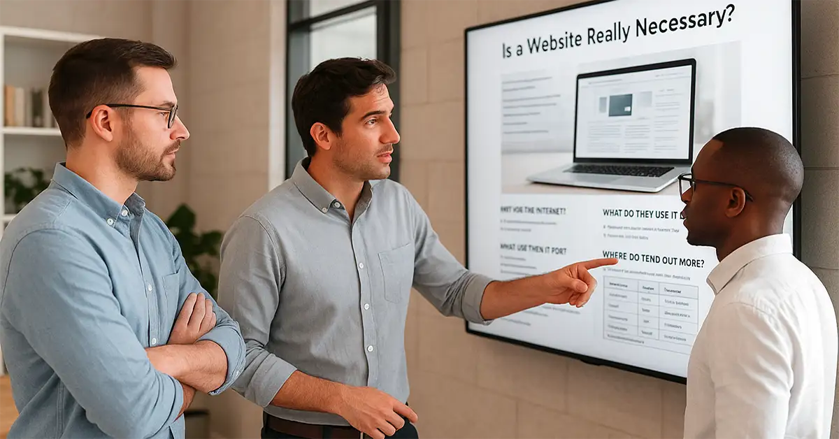 Meeting discussing benefits of a website